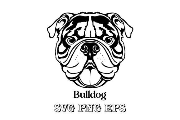 Bulldog Dog Silhouette Face Vector